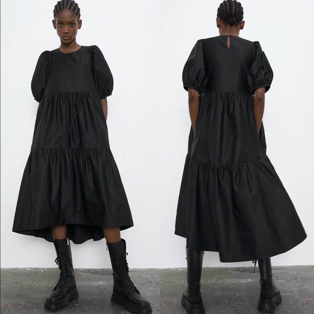 Zara poplin asymmetrical dress large